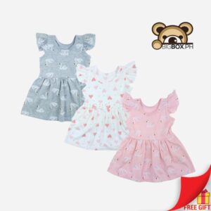 Kids Cotton Flutter Sleeve Dress for Girls 1-3 Years Old