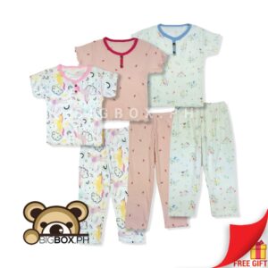 Kids Cotton Basics Tshirt and Pajama with Lettuce Trim Terno for Girls 3-5 Years Old