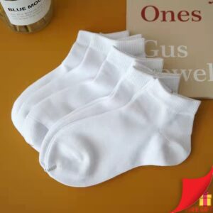 Kids Basics White Ankle Socks for Kids 4-7 Years Old
