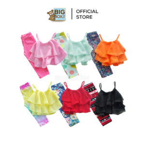 BigboxPH Kids Fashion Flowy Top & Leggings Set for Girls 1-5 Years Old